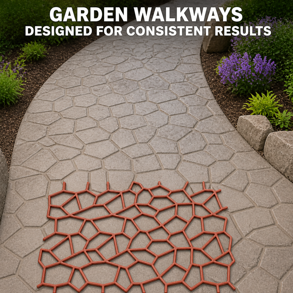 FX-126 Random Stone Concrete Paving Stencil - application 2
