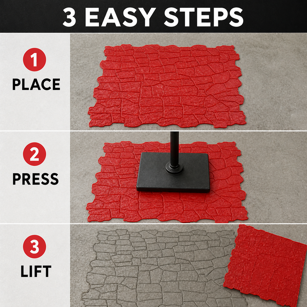 FX-134 Stacked Ledgestone Wall Stamp - three steps