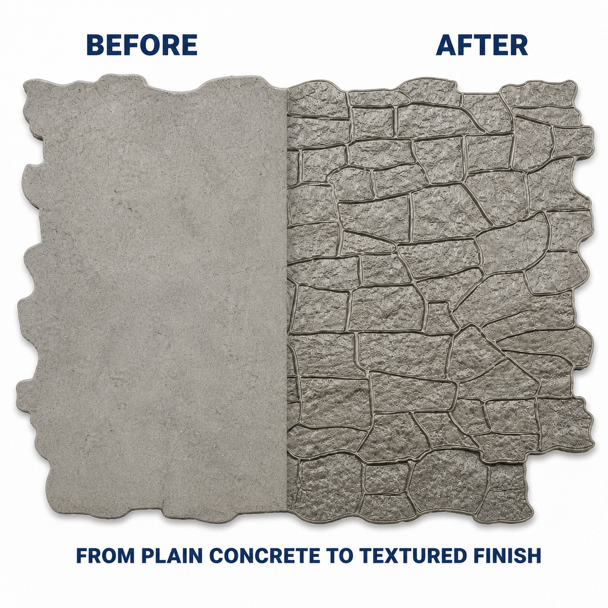 FX-134 Stacked Ledgestone Wall Stamp - before after