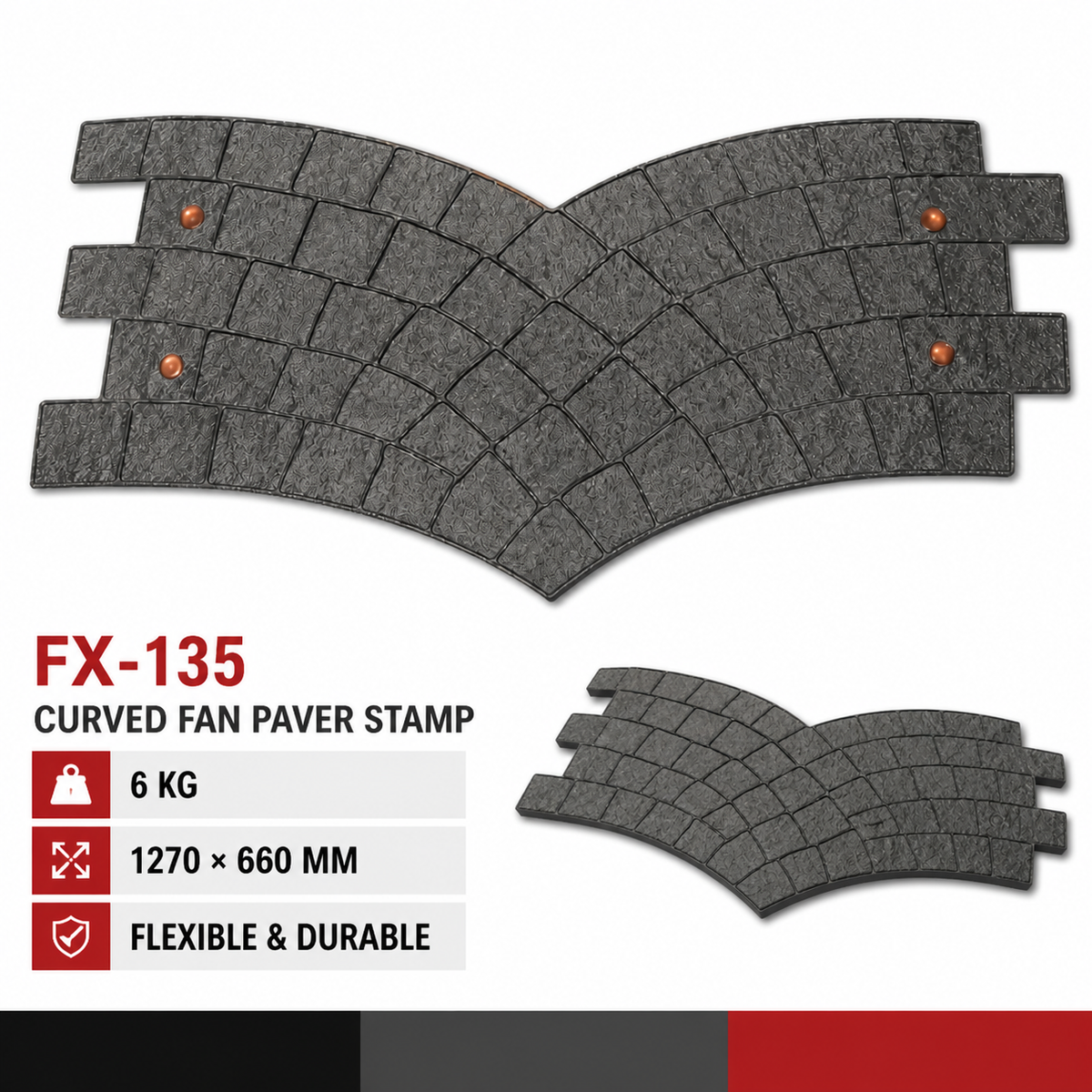 FX-135 sello curvo de adoquín para bordes - especificaciones