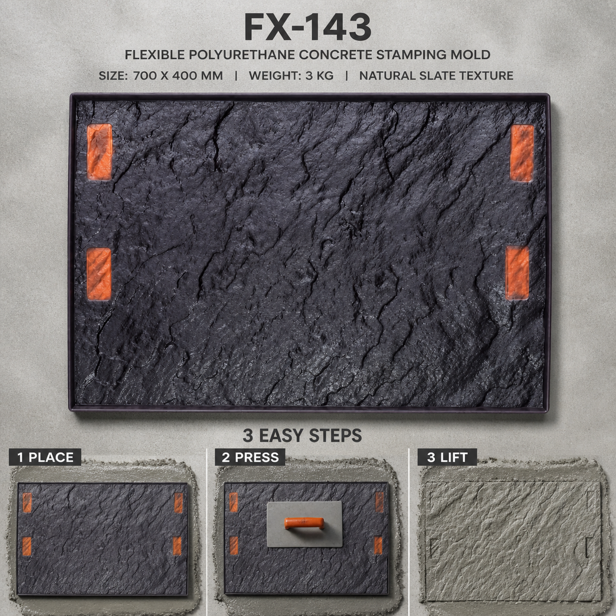 FX-143 손잡이형 러프 록 텍스처 매트 - 3단계