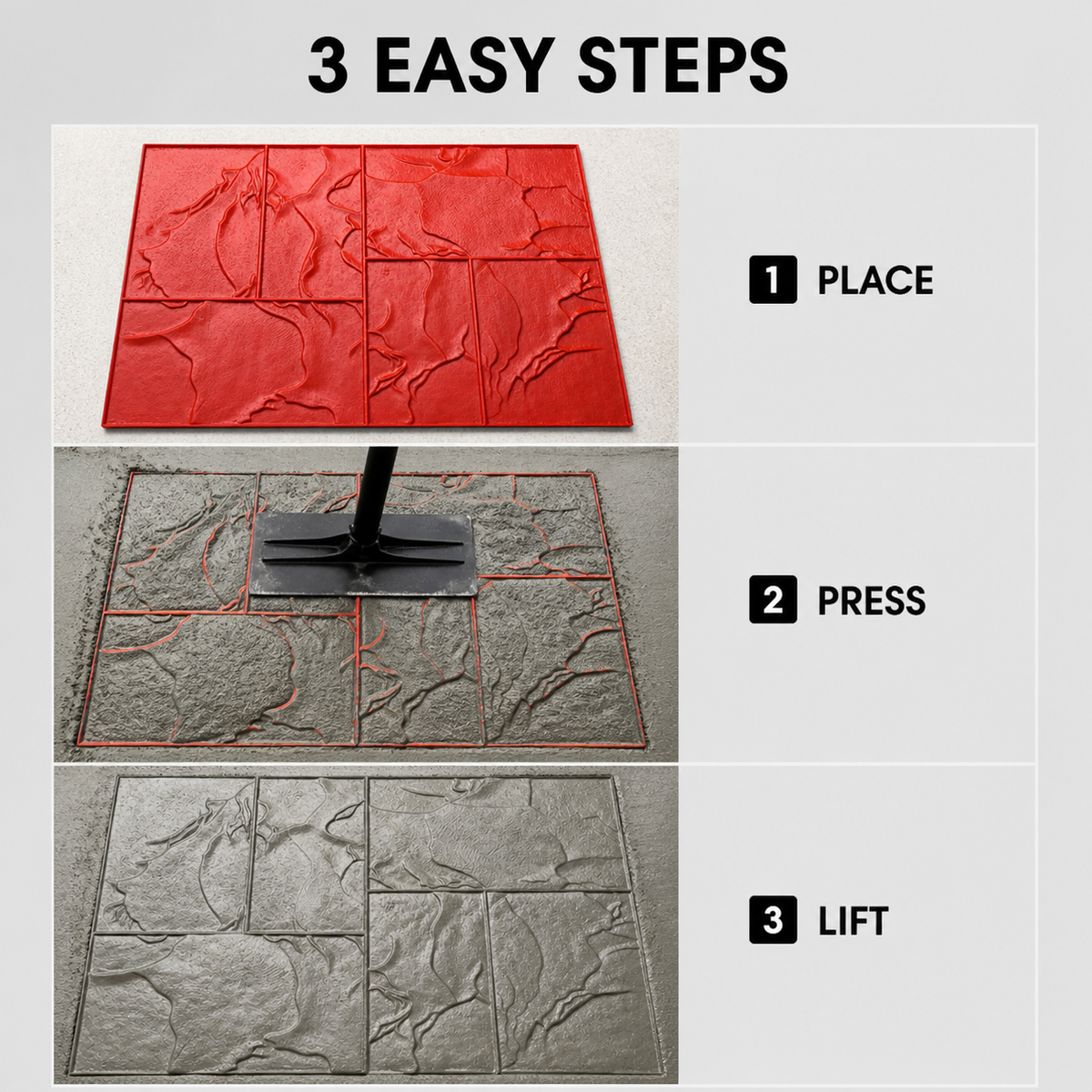 FX-146 Artistic Slate Tile Stamp Panel - three steps