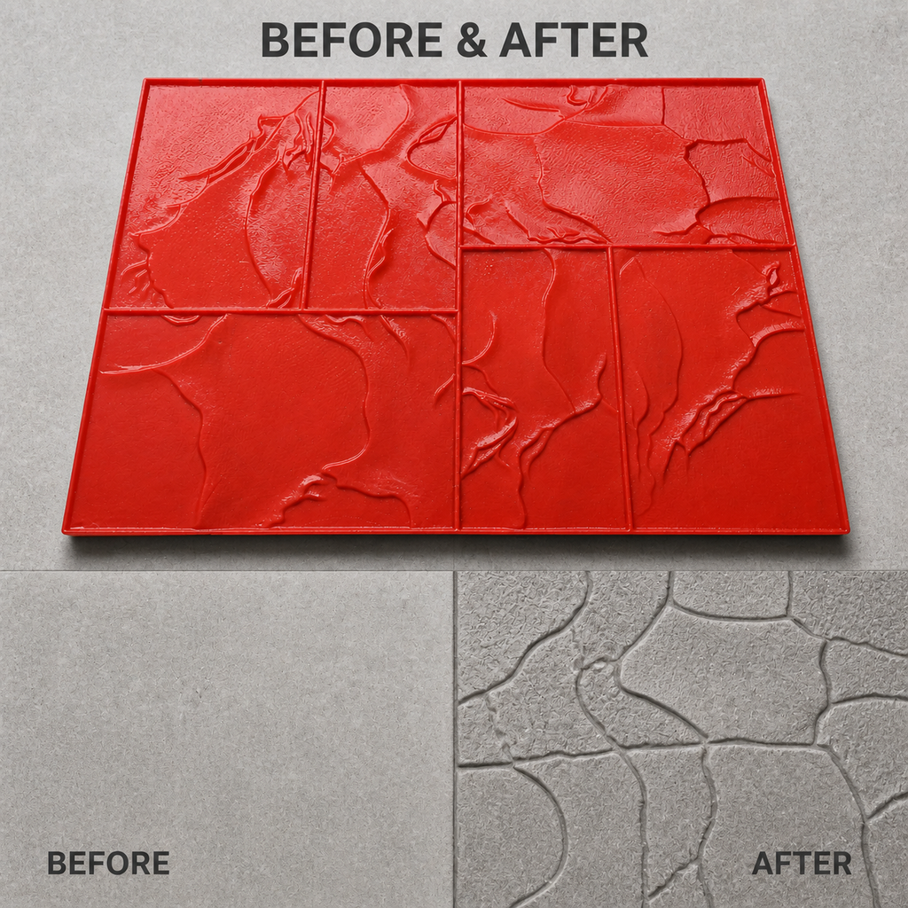 FX-146 Artistic Slate Tile Stamp Panel - before after