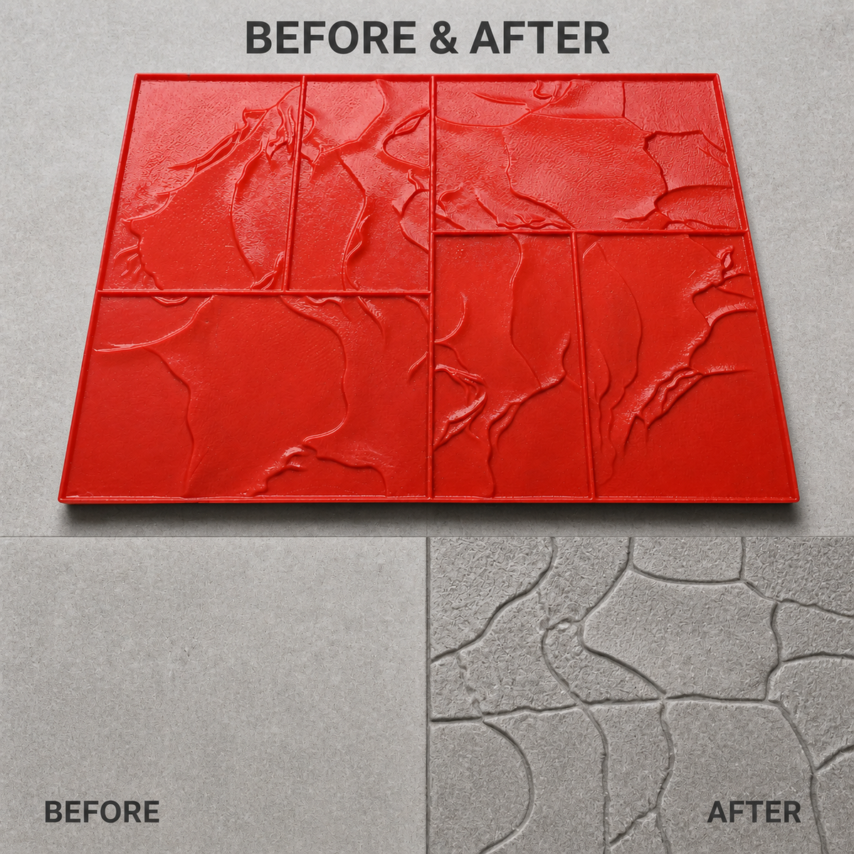 FX-146 Artistic Slate Tile Stamp Panel - before after