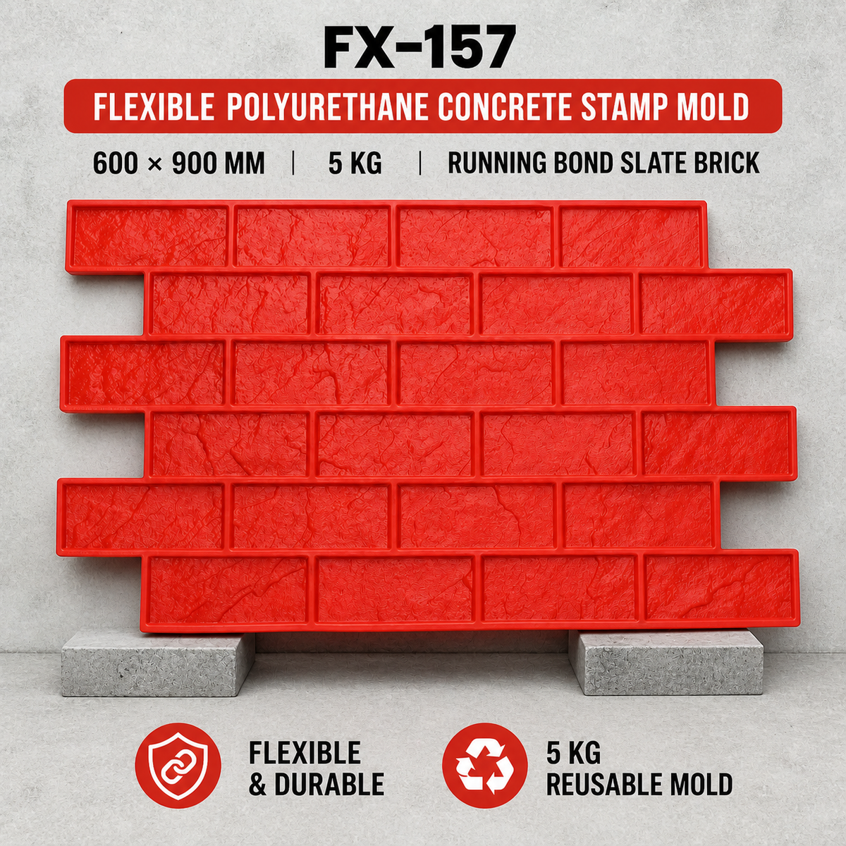 FX-157 ແມ່ພິມກຳແພງອິດແບບ Running Bond ຄລາສສິກ - ຍືດຫຍຸ່ນ ແລະ ທົນທານ