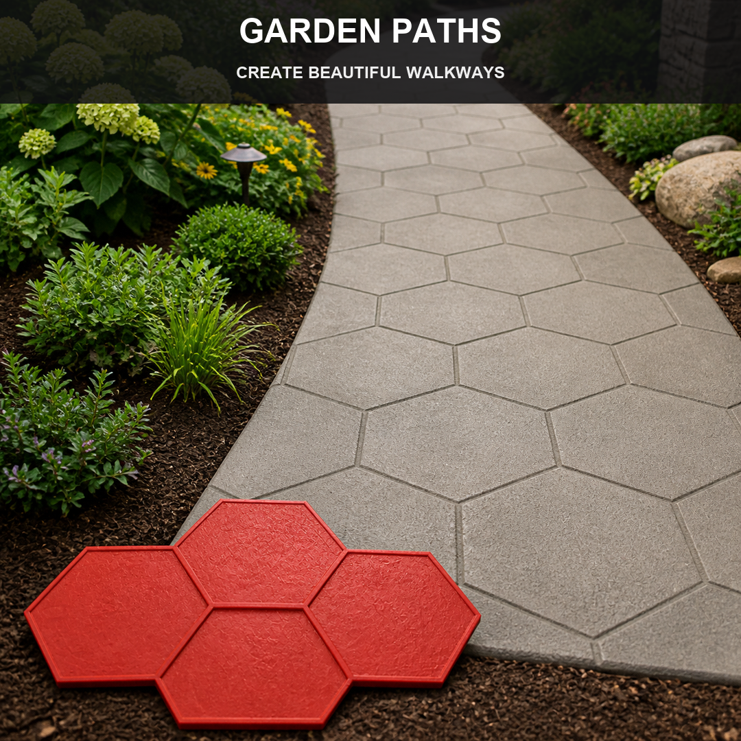 FX-164 Four-Hexagon Honeycomb Paver Stamp - garden paths