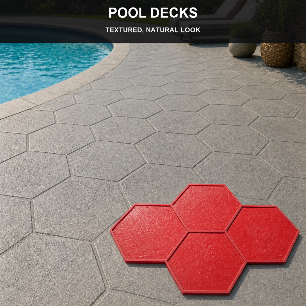FX-164 Four-Hexagon Honeycomb Paver Stamp - pool decks