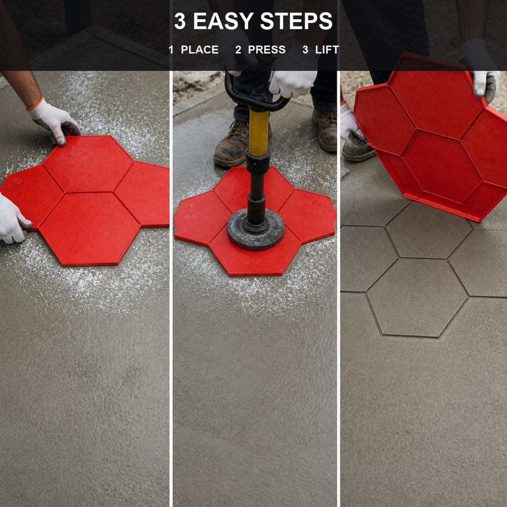 FX-165 Large Honeycomb Paver Stamp - three steps