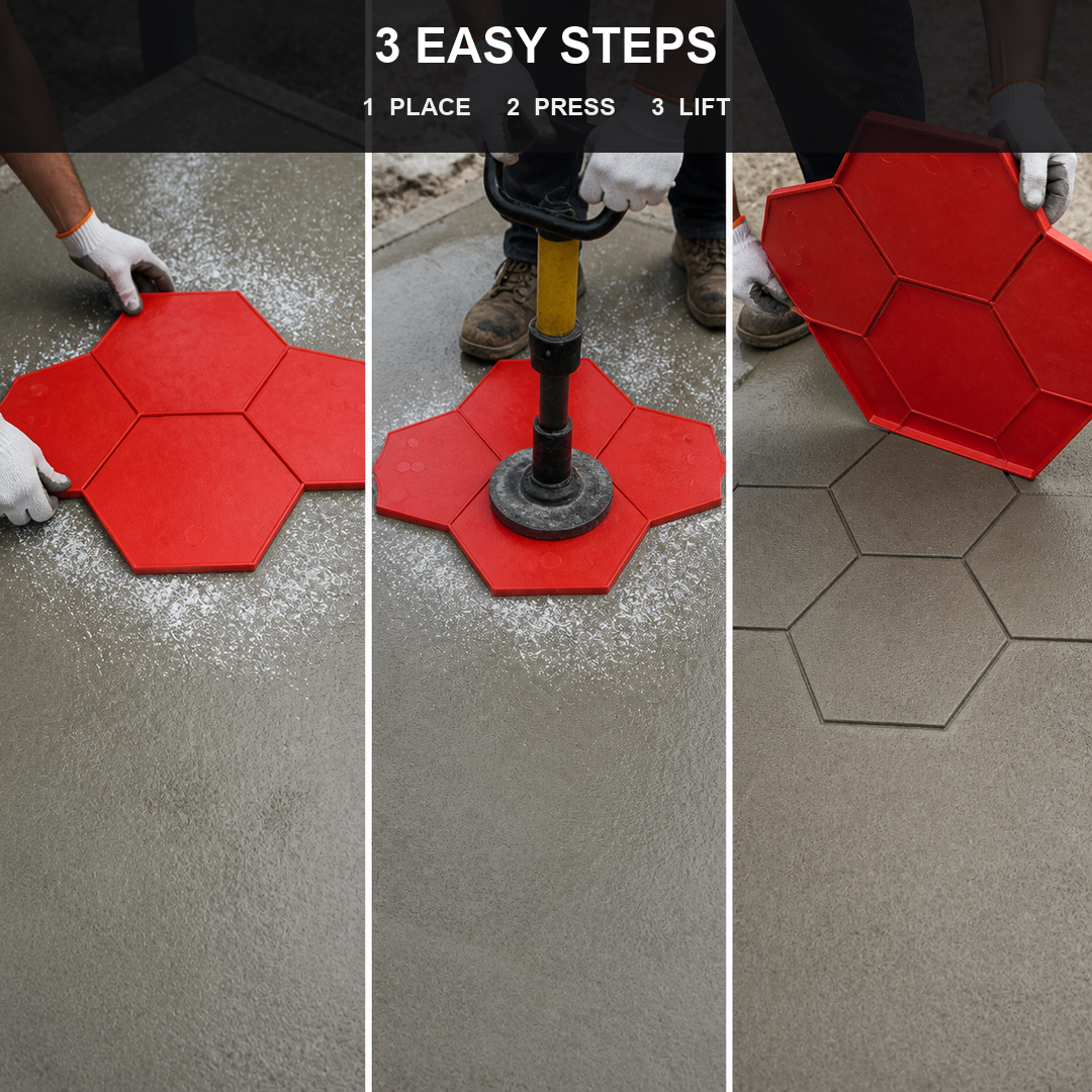 FX-165 Large Honeycomb Paver Stamp - three steps