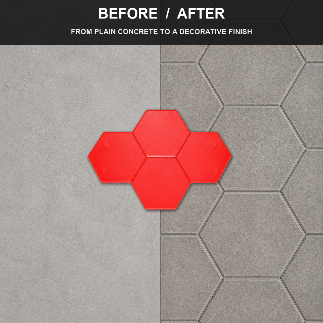FX-165 Large Honeycomb Paver Stamp - before after