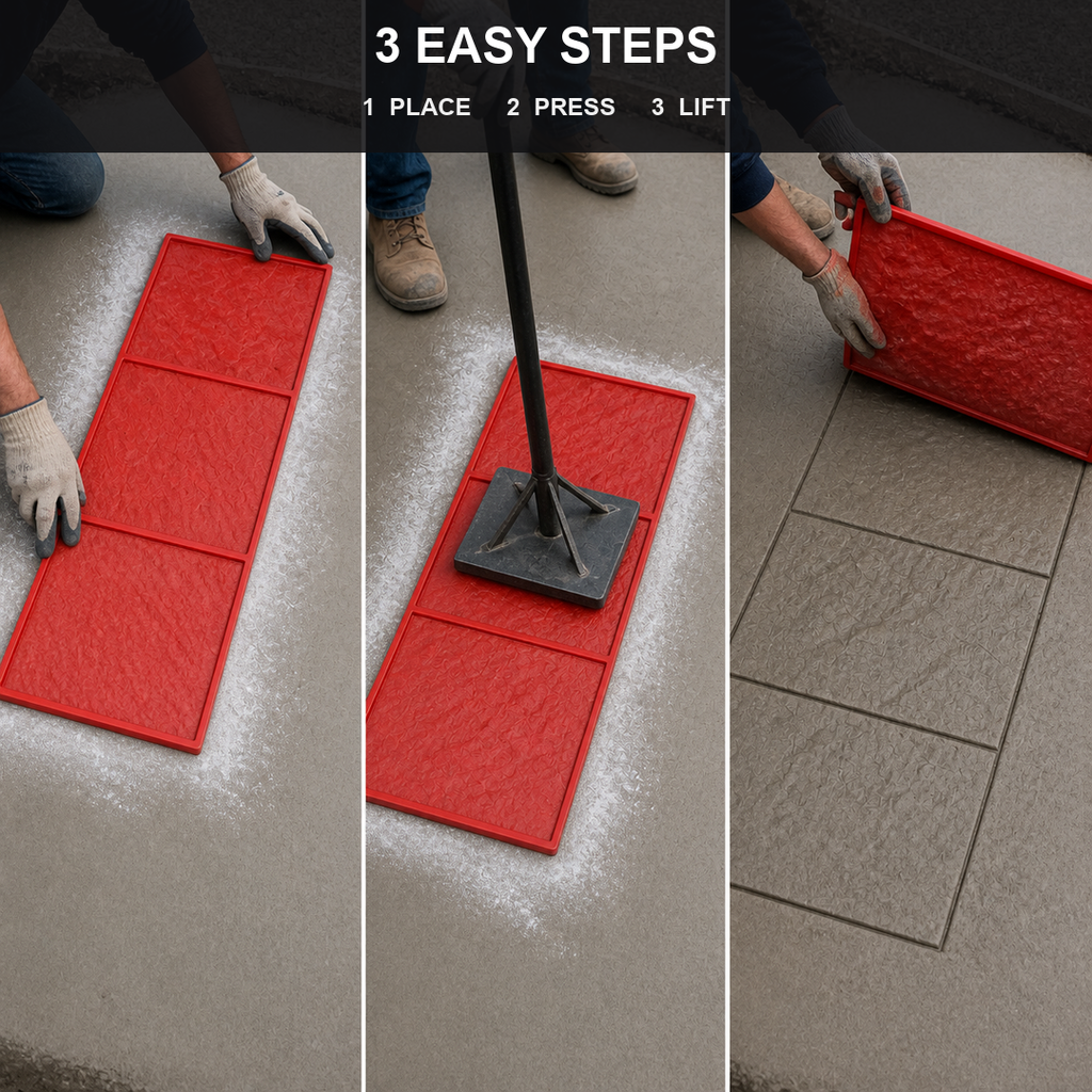 Ștampilă pentru beton FX-169, model Ashlar, trei pași.