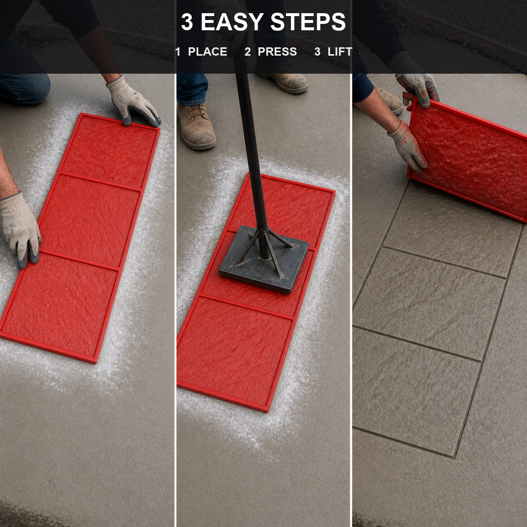 Ștampilă pentru beton FX-169, model Ashlar, trei pași.