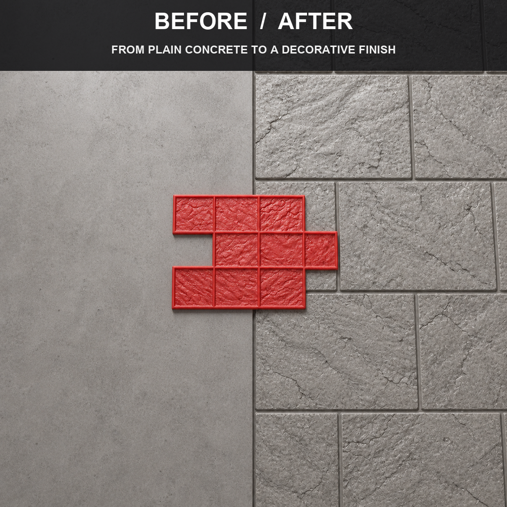 FX-174 Modular Ashlar Tile Stamp Panel - antes y después