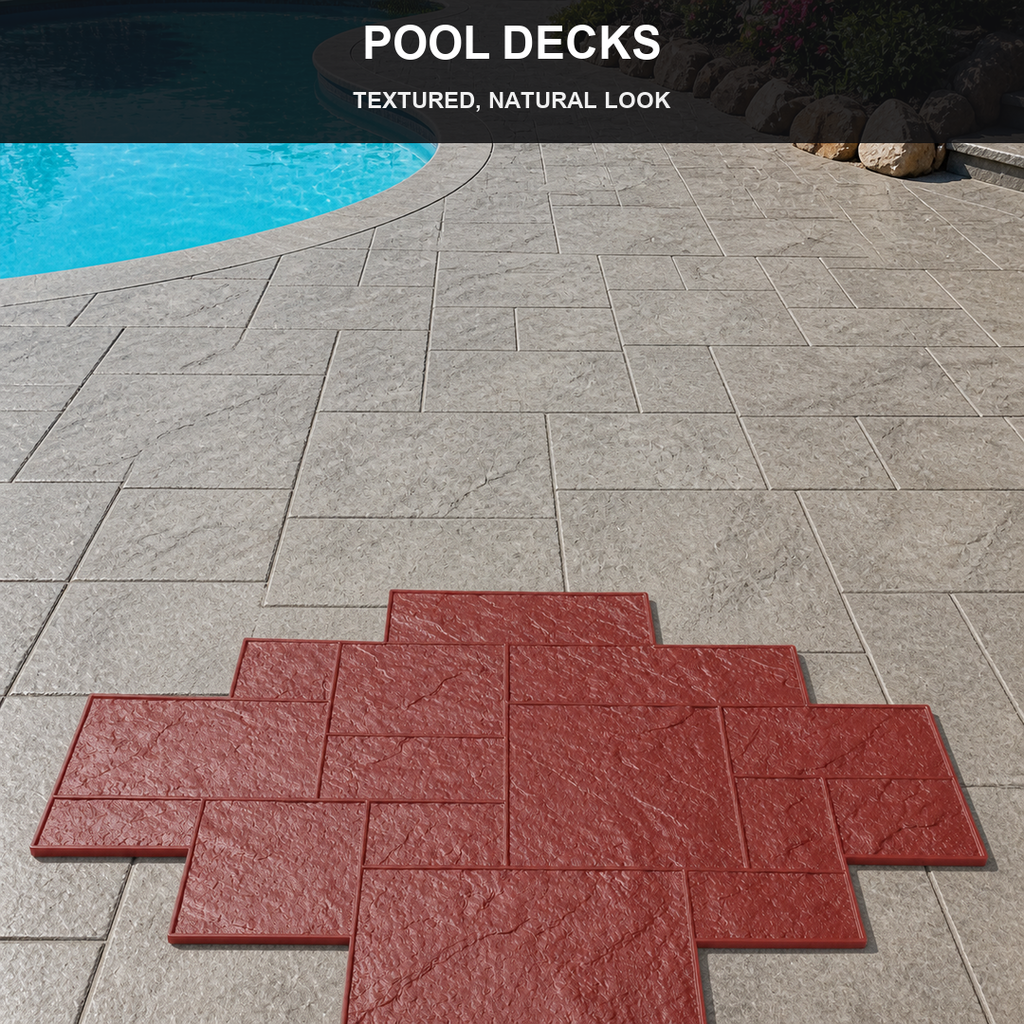 FX-176 Panel Setem Grid Ashlar Besar - dek kolam