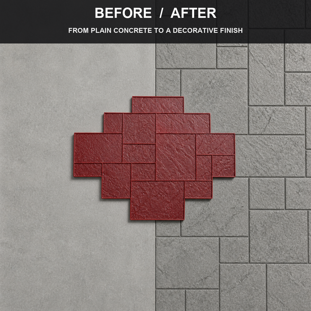 Panel Setem Grid Ashlar Besar FX-176 - sebelum selepas