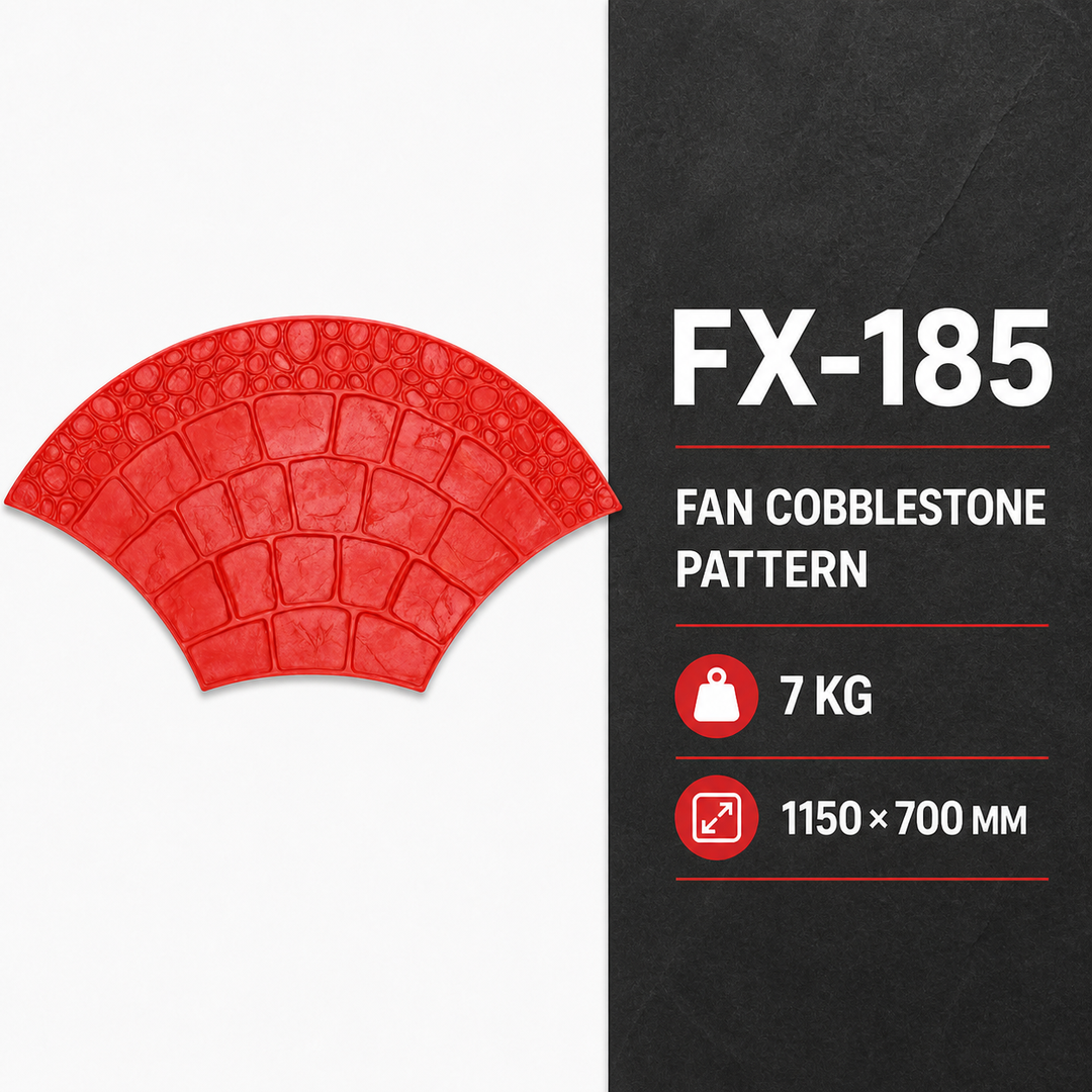 Ștampilă FX-185 pentru dale de piatră, model cu margine de pietriș, specificații.