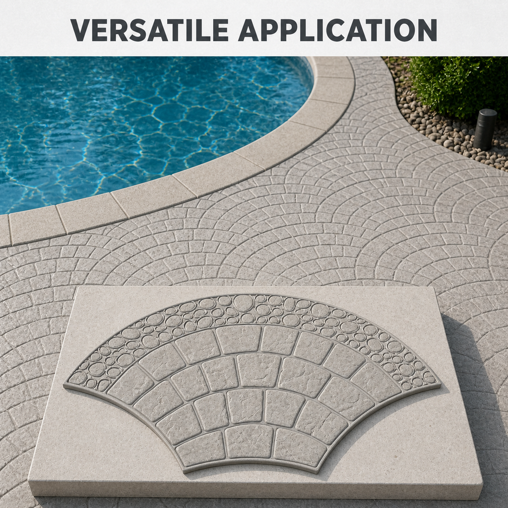 Ștampă pentru beton FX-185, model "Pietriș cu margine", pentru aplicații versatile.