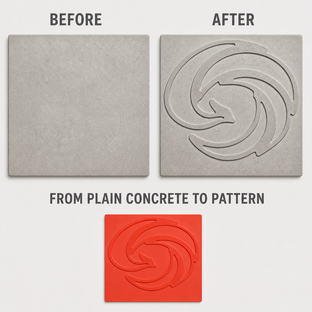 FX-186 Dolphin Swirl Decorative Relief Mold - antes y después