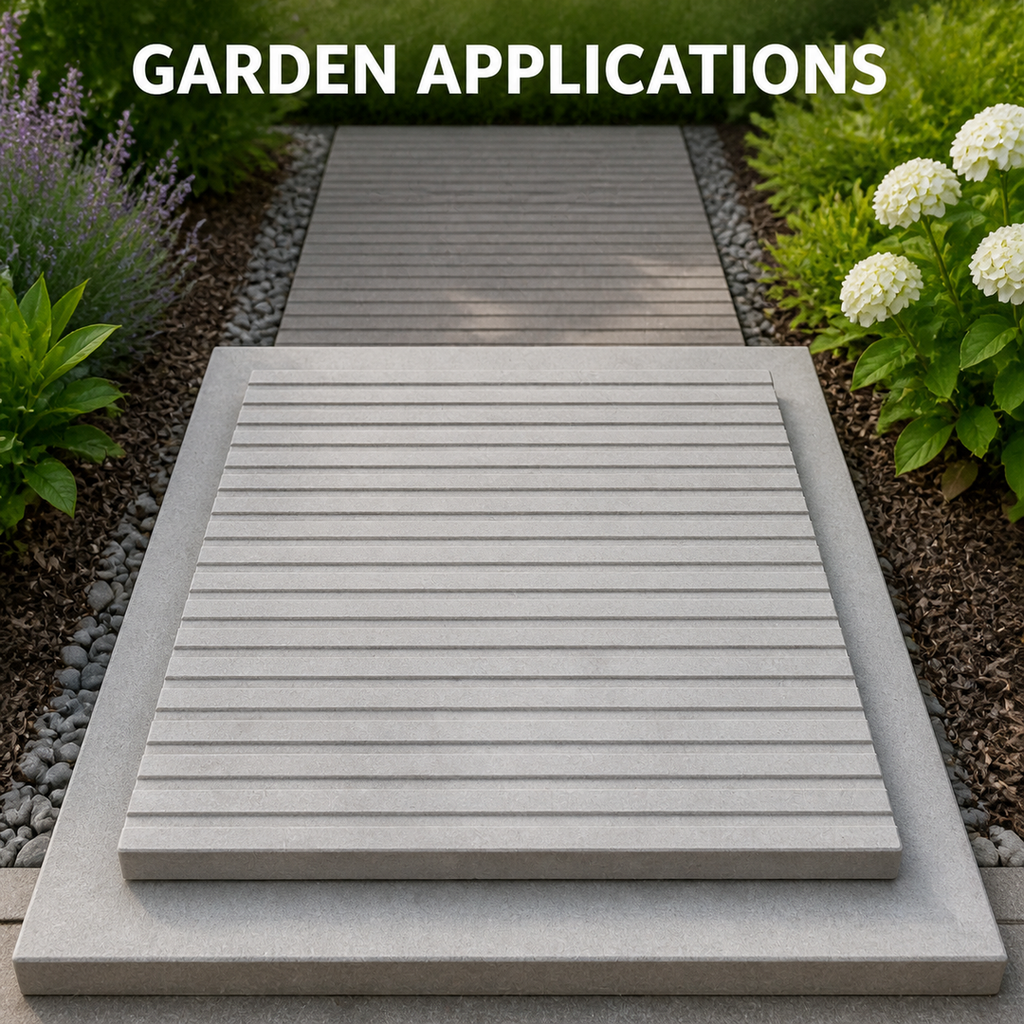FX-187 Linear Ribbed Concrete Texture Panel - aplicaciones en jardines