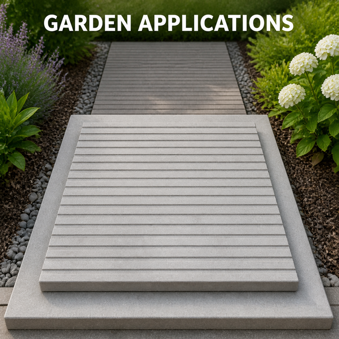 FX-187 Linear Ribbed Concrete Texture Panel - aplicaciones en jardines