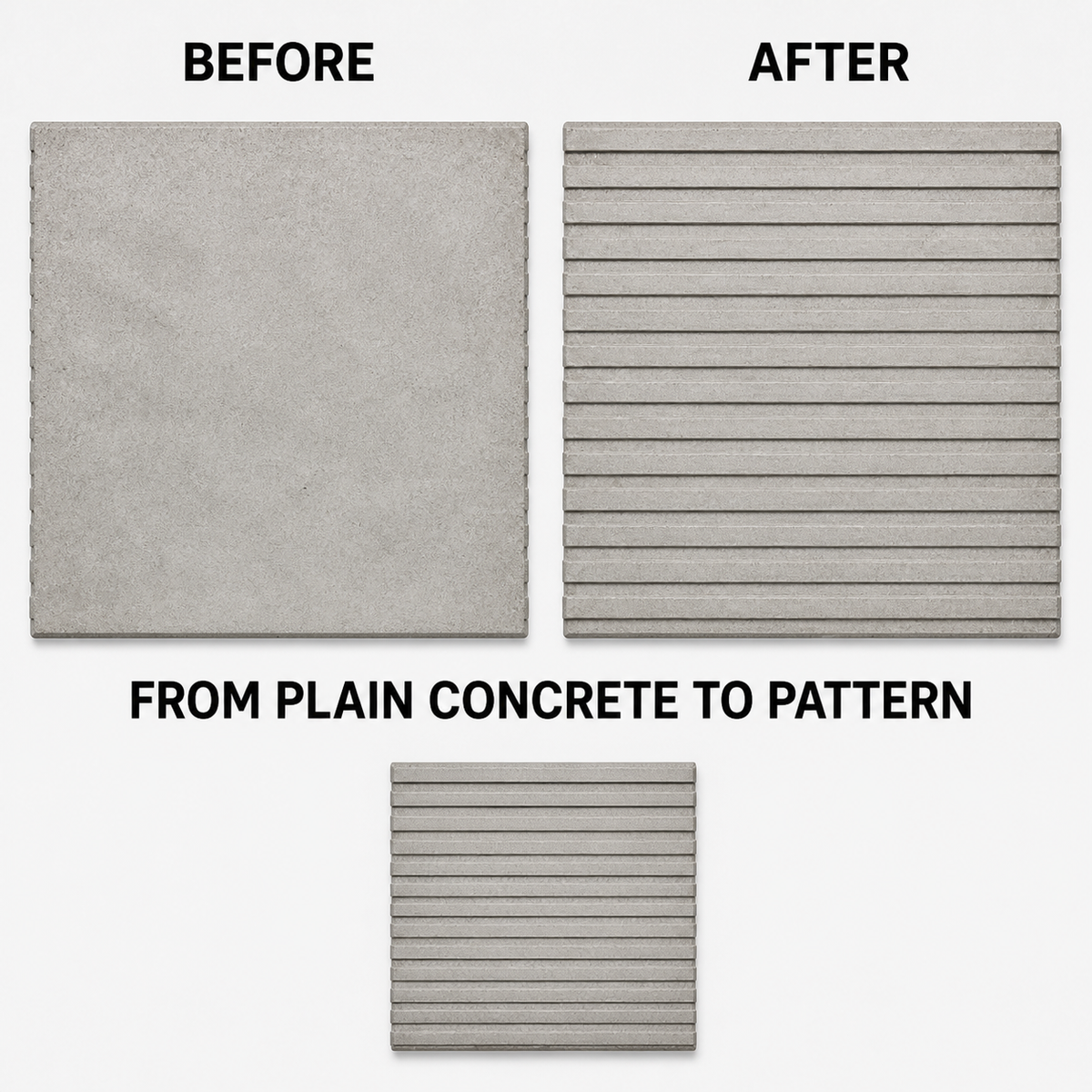 FX-187 Linear Ribbed Concrete Texture Panel - antes y después sin procesar