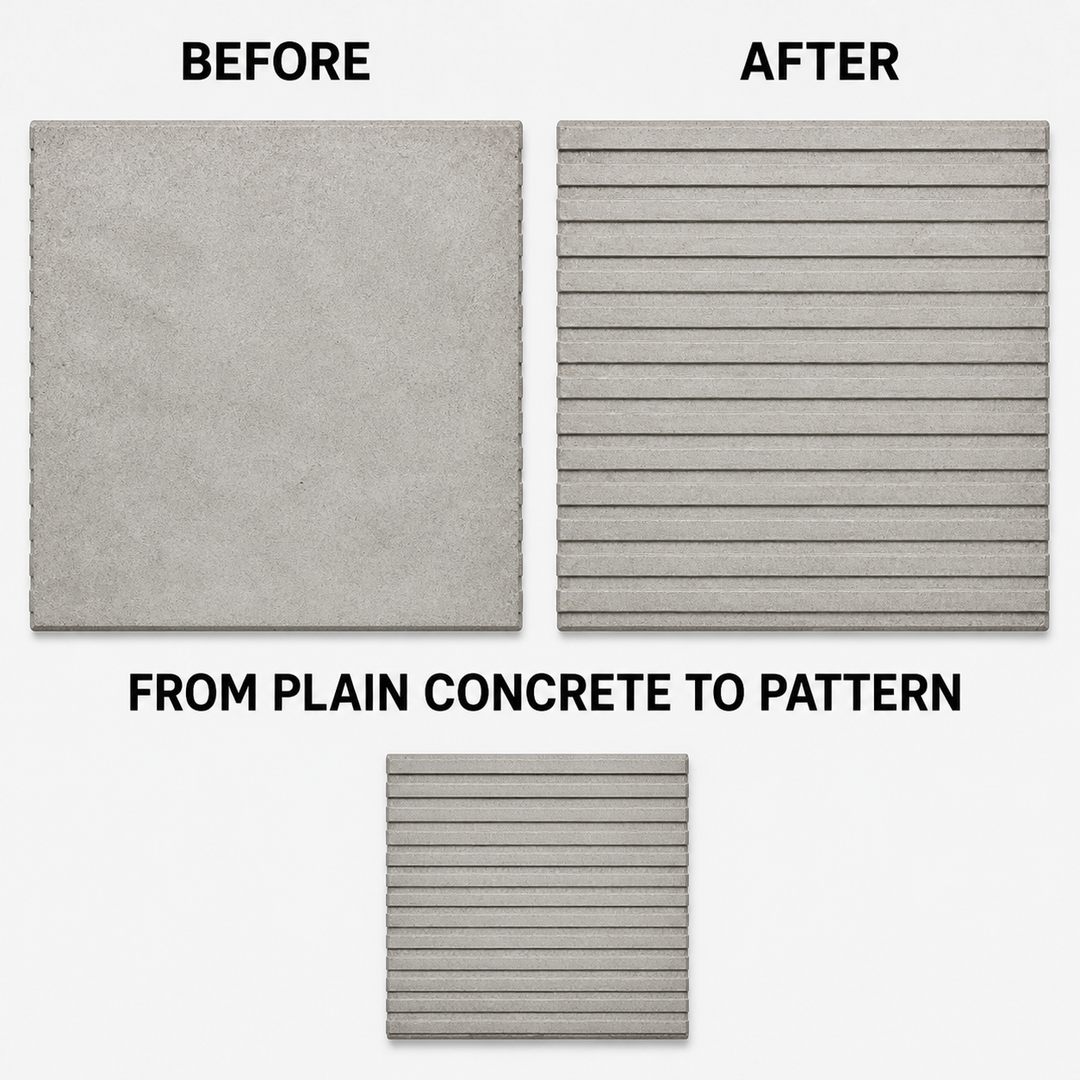 FX-187 Linear Ribbed Concrete Texture Panel - antes y después