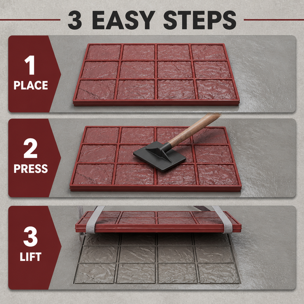 FX-189 Twelve-Tile Slate Stamp Panel - tres pasos