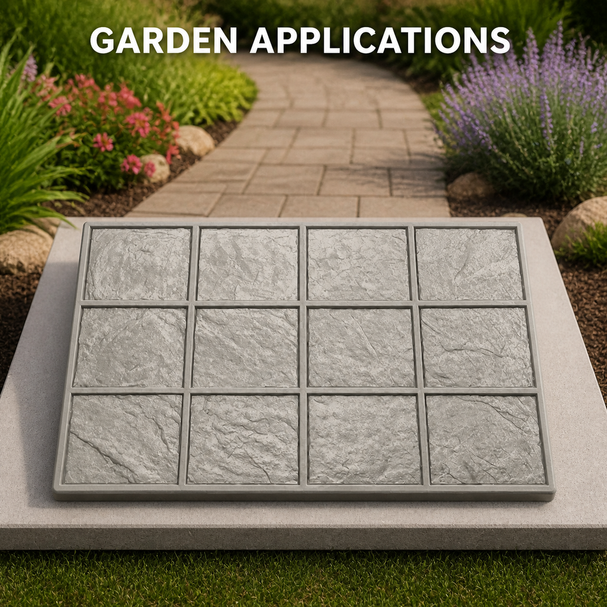 FX-189 Twelve-Tile Slate Stamp Panel - aplicaciones en jardines sin procesar