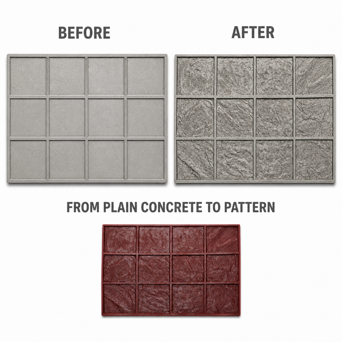 FX-189 Twelve-Tile Slate Stamp Panel - antes y después sin procesar