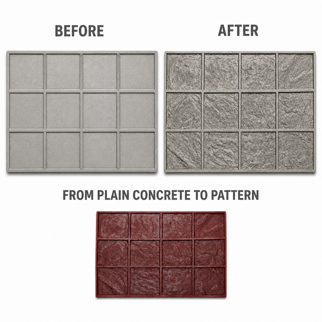 FX-189 Twelve-Tile Slate Stamp Panel - antes y después
