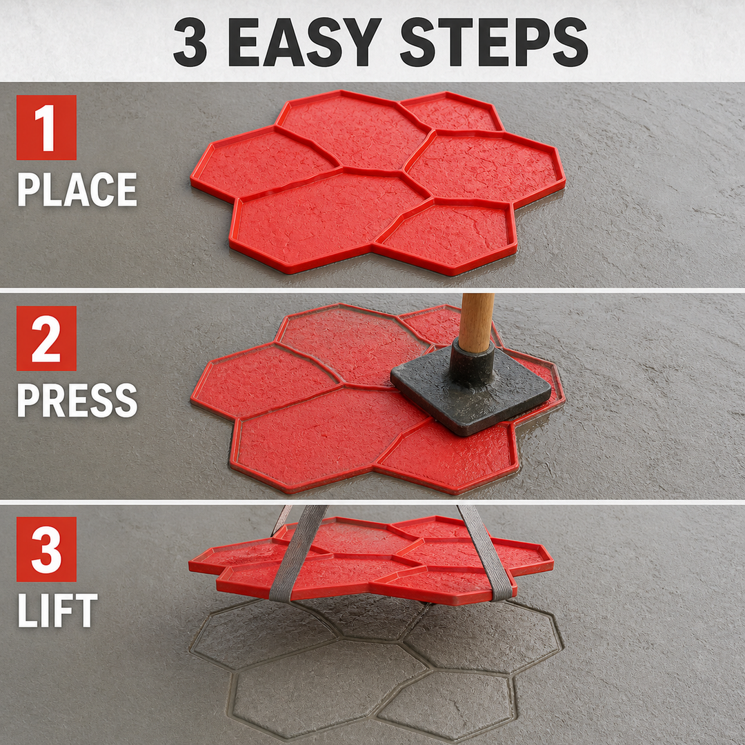 FX-192 Seven-Stone Flagstone Cluster Stamp - three steps