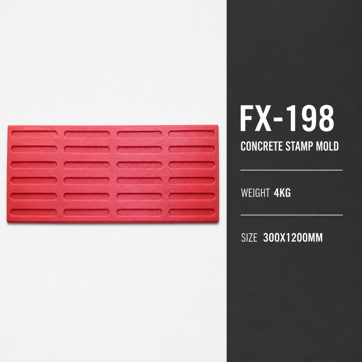 Matriță de pavare cu drenaj încastrat FX-198 - specificații.