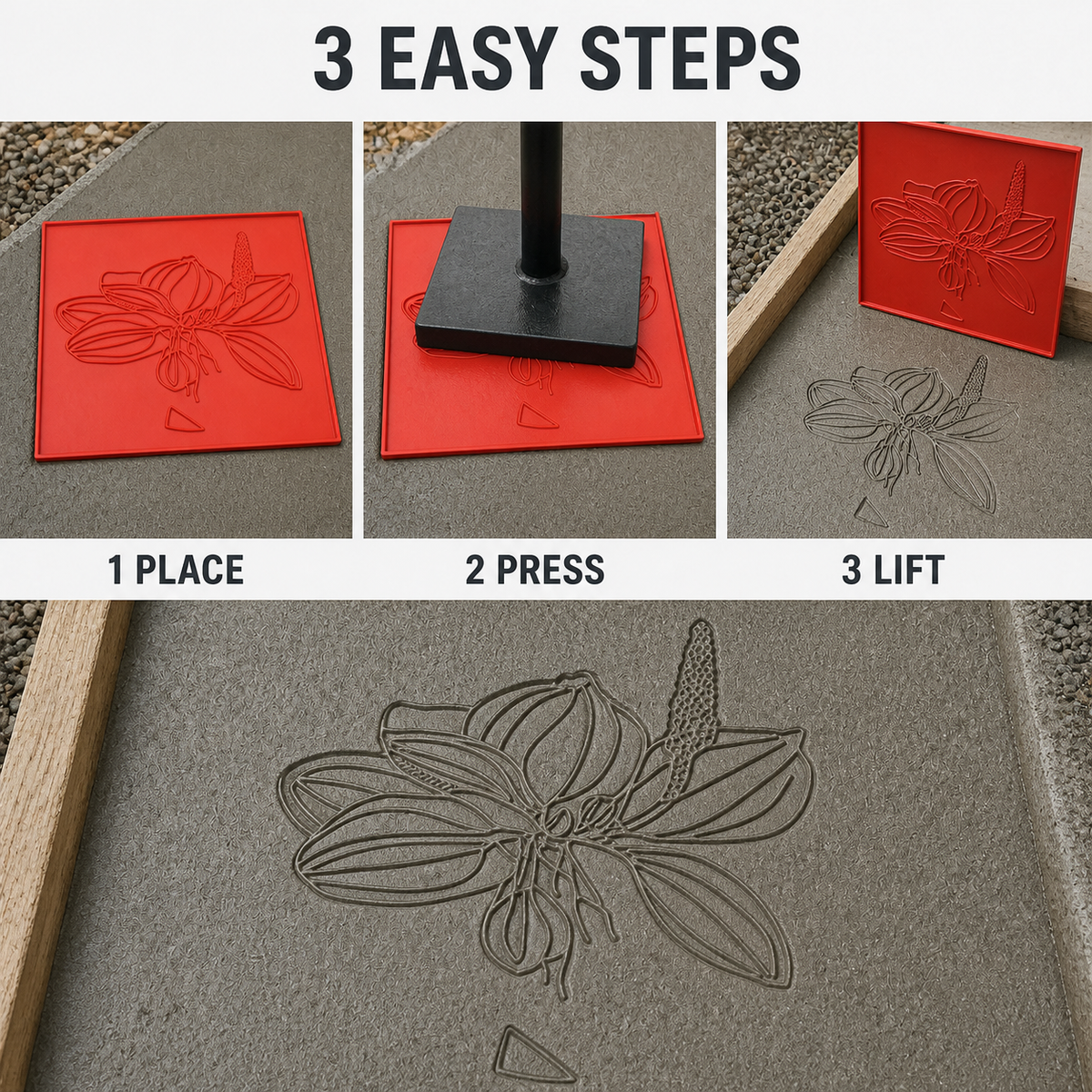 FX-202 Lily Blossom Decorative Relief Mold - tres pasos