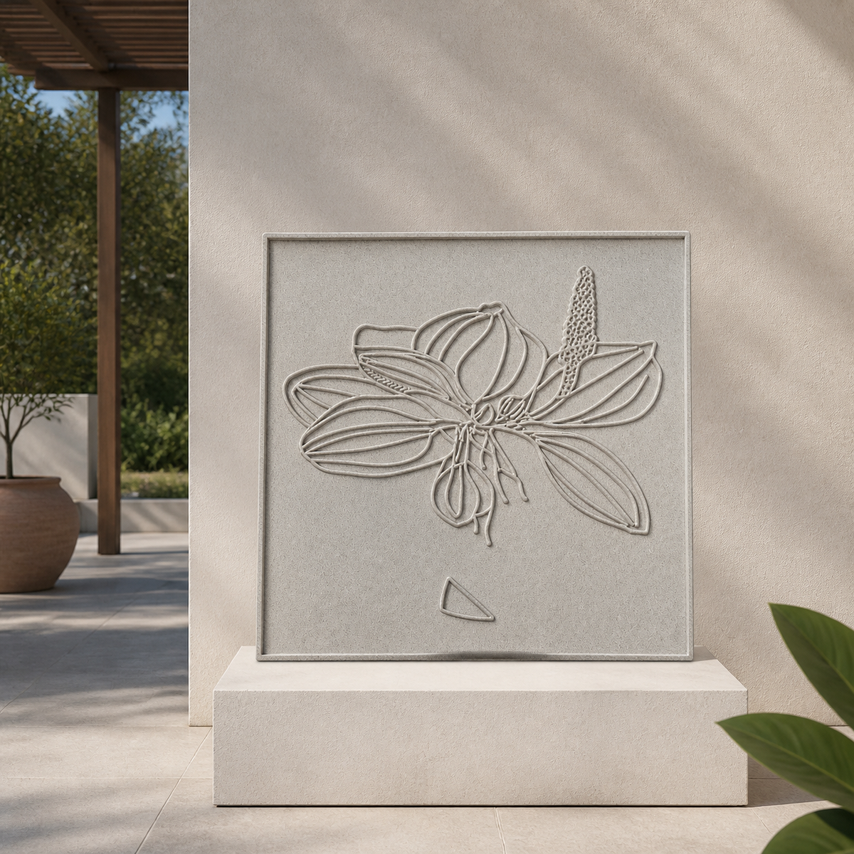 FX-202 Lily Blossom Decorative Relief Mold - aplicación en patio
