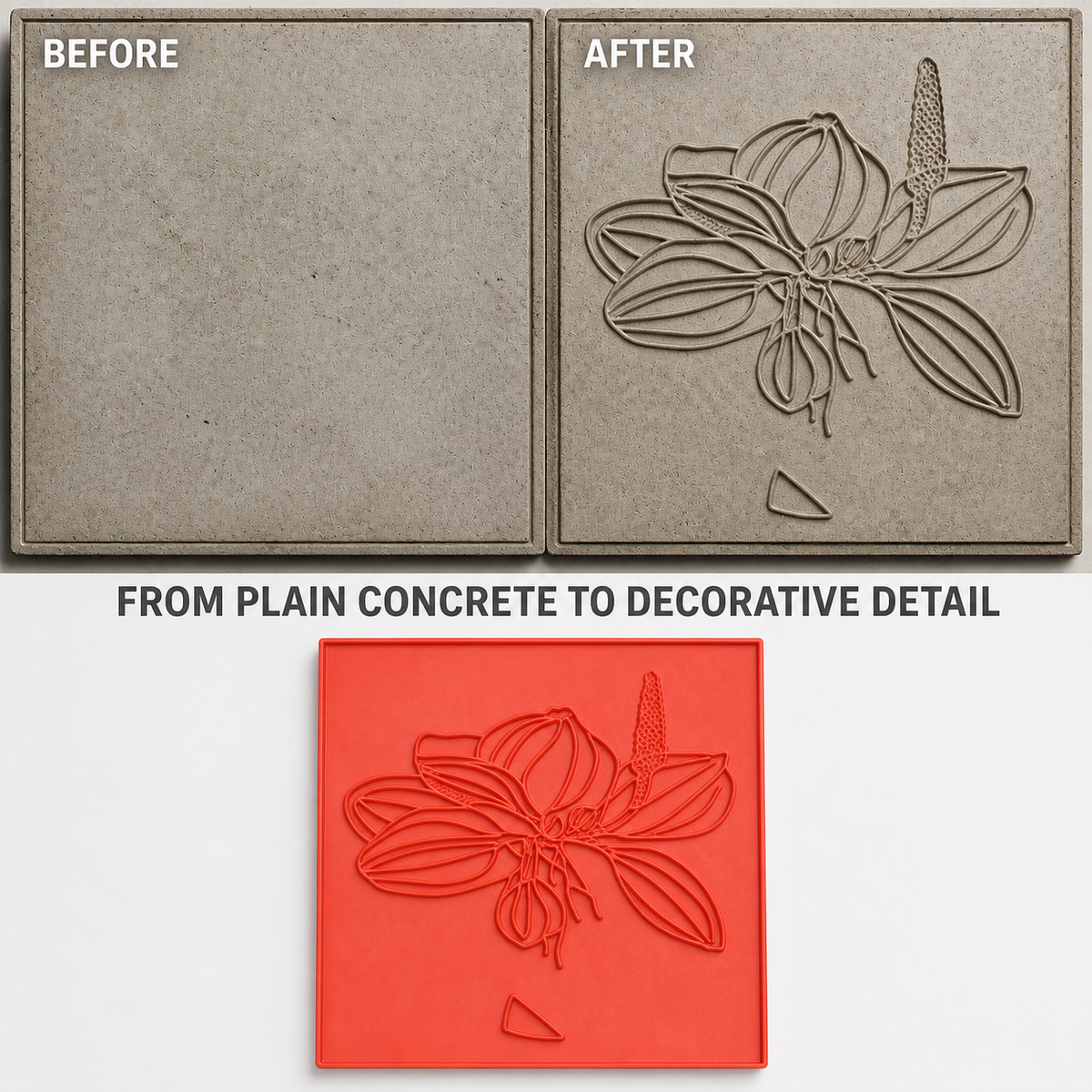 FX-202 Lily Blossom Decorative Relief Mold - antes y después