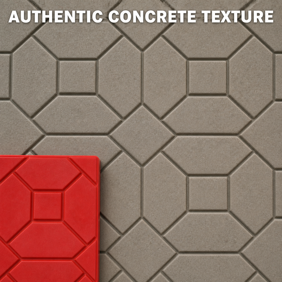 FX-207 Ștampilă geometrică octogonală, model diamant - rezultat pe beton.