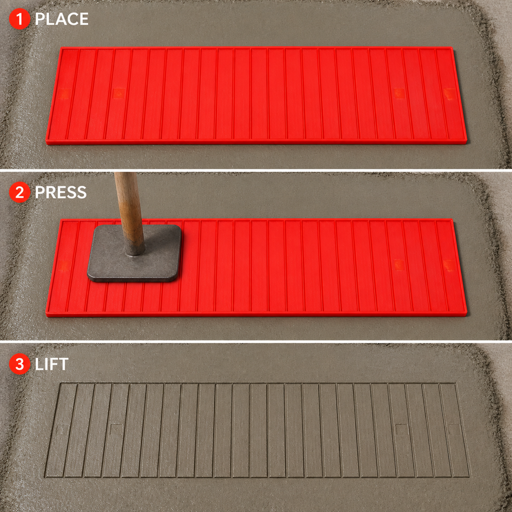 FX-210 Narrow Ribbed Border Stamp Strip - three steps