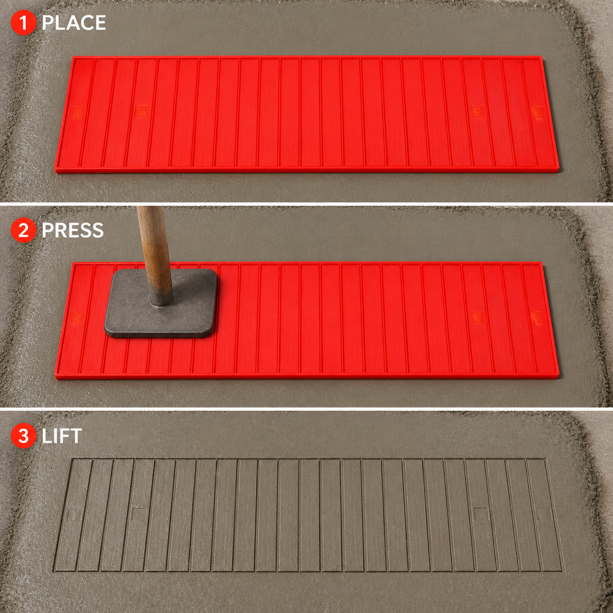 FX-210 Narrow Ribbed Border Stamp Strip - three steps