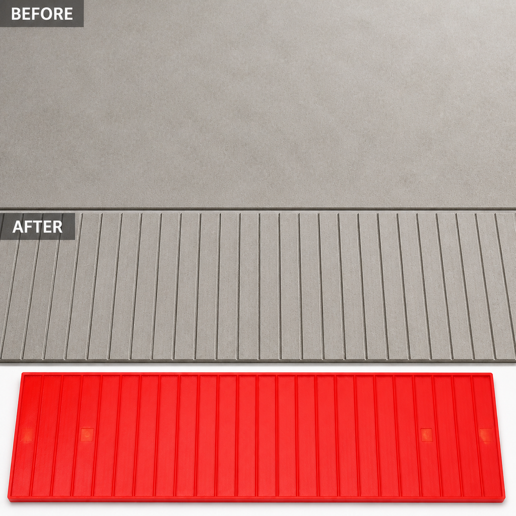 FX-210 Narrow Ribbed Border Stamp Strip - before after