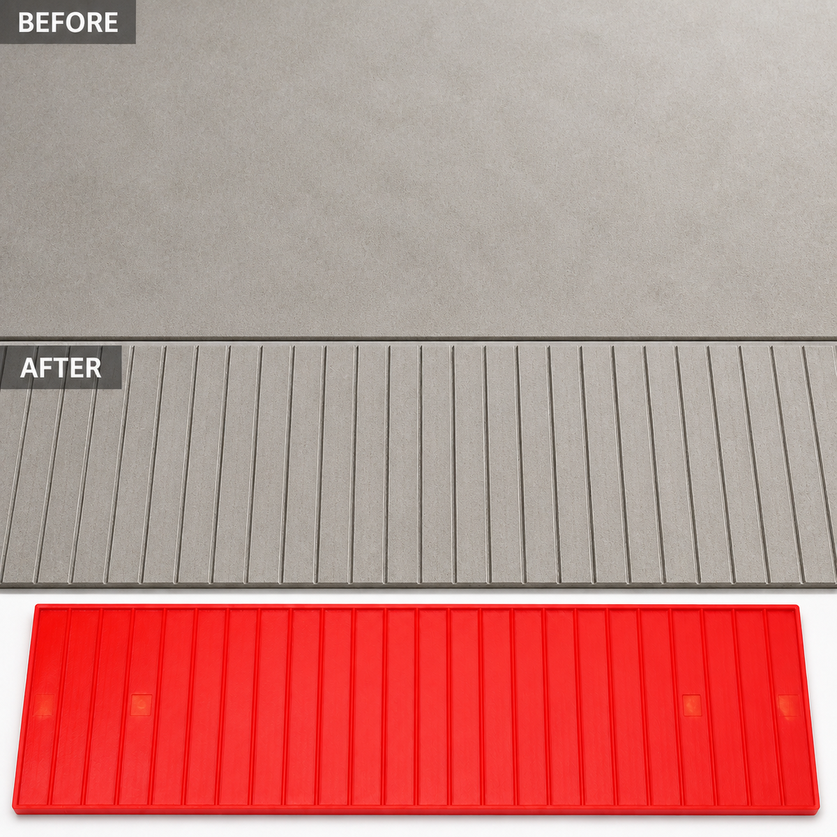 FX-210 Narrow Ribbed Border Stamp Strip - before after