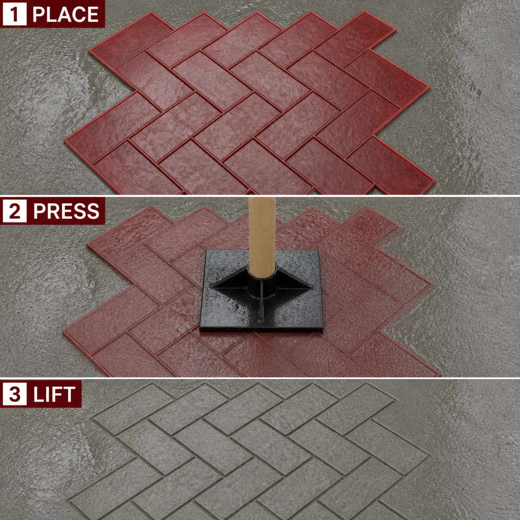FX-213 Setem Paver Herringbone Gelap - tiga langkah