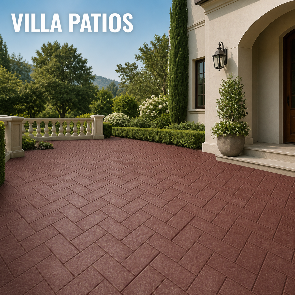 FX-213 Acuan Cap Paver Herringbone Gelap - aplikasi patio