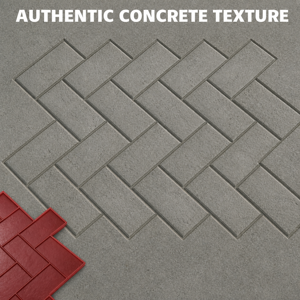 FX-213 Acuan Cap Paver Herringbone Gelap - hasil konkrit