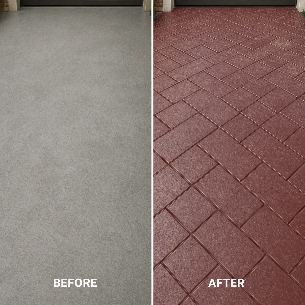 FX-213 Cap Paver Herringbone Gelap - sebelum selepas