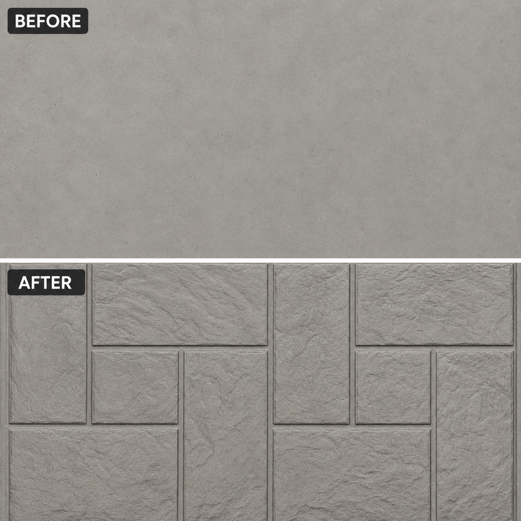 FX-214 Mixed-Size Ashlar Tile Stamp - before after