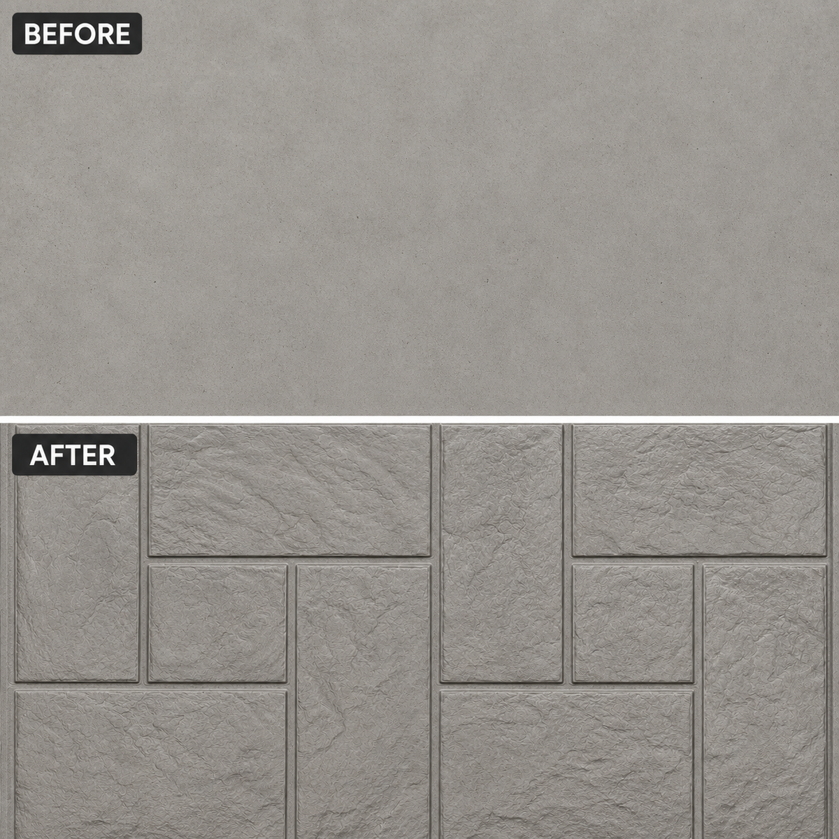 FX-214 Mixed-Size Ashlar Tile Stamp - before after