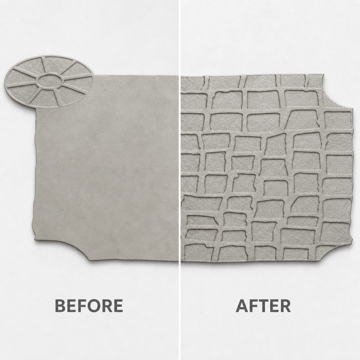 FX-223 Mold Paver Tree-Grate Dekoratif - sebelum sesudah