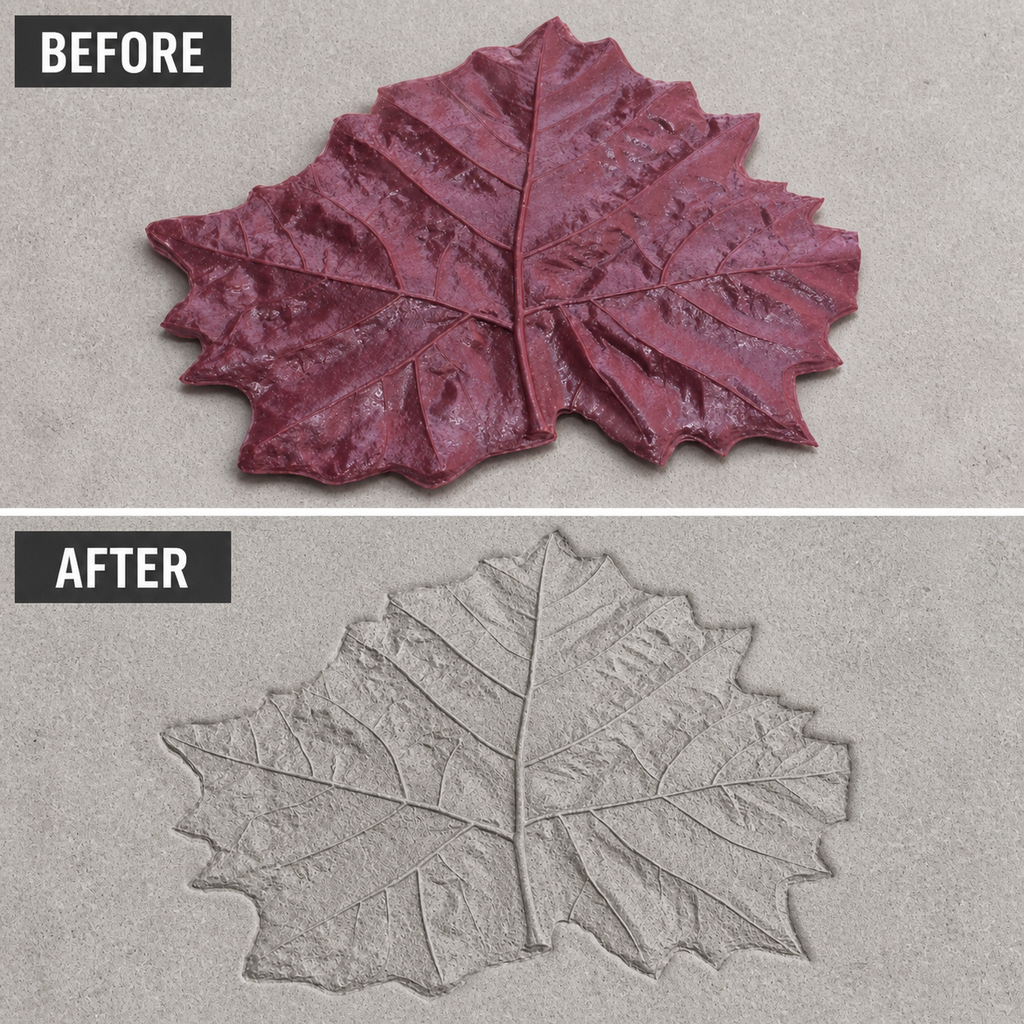 FX-234 molde de relieve decorativo de hojas de arce - antes y después