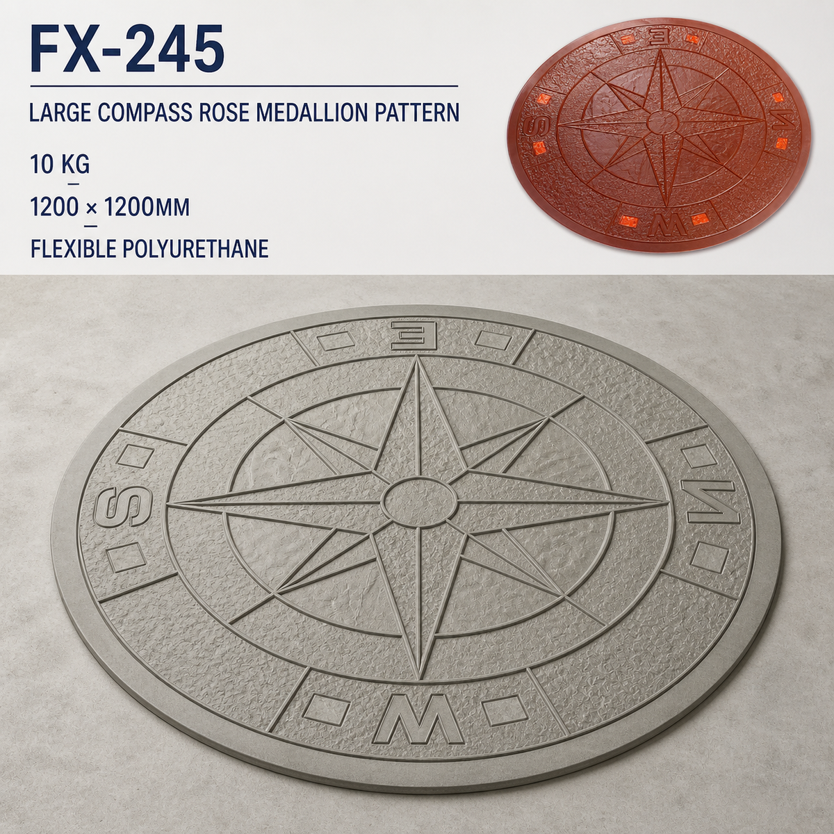 FX-245 ແມ່ພິມຫຼຽນຕົກແຕ່ງ Compass Rose - ຂໍ້ກຳນົດສະເພາະ