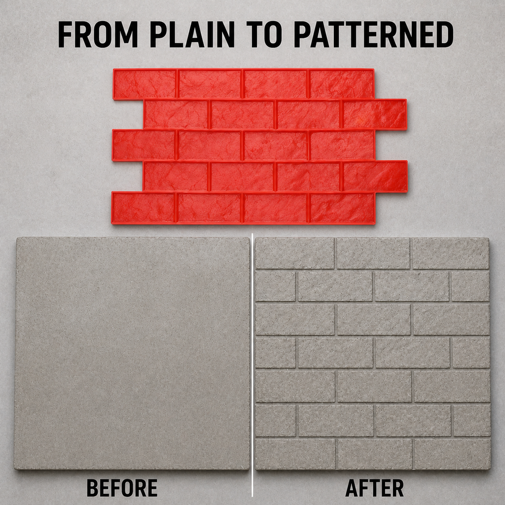 FX-247 Wide Running Bond Brick Stamp - bago at pagkatapos